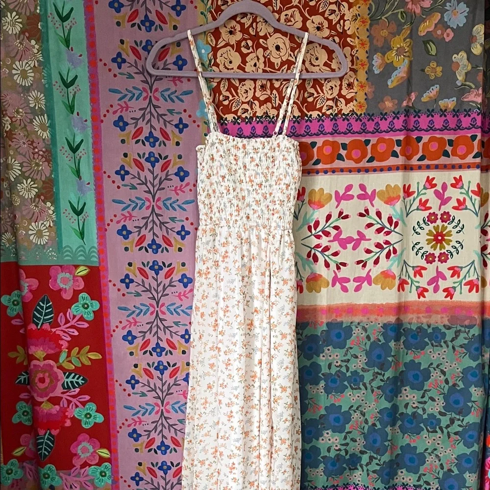 JUSTIFY Polyester Blue & Orange Floral Maxi Dress Size Juniors Small - Picture 5 of 7